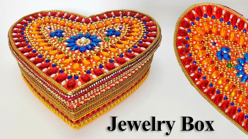 DIY Beautiful jewelry box, Handmade box, Paper craft, Heart shaped Jewelry box detailed