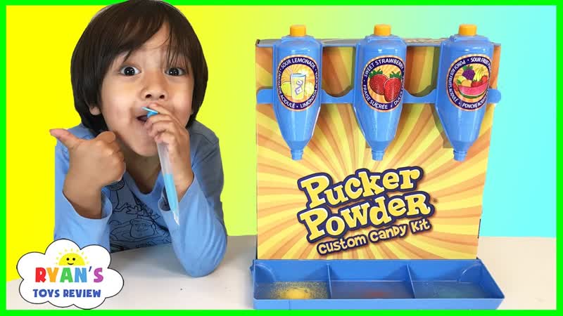 PUCKER POWDER Custom Candy Kit Sweet and Sour Kids Candy Review Ryan Toys