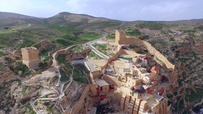 Aerial view of Mar Saba Monastery in the Judean