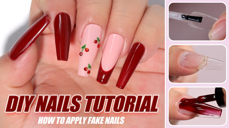 Как самостоятельно нанести накладные ногти , лак для