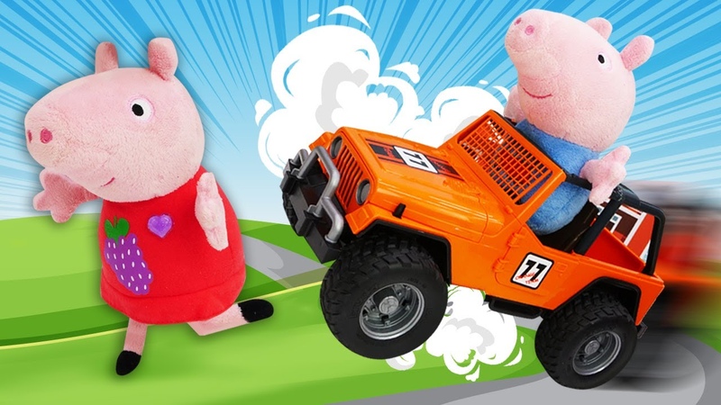 George Pig conduit la voiture de papa. Vidéo en français de Peppa Pig et sa