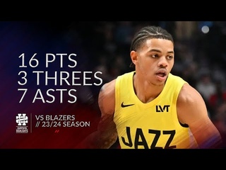 Keyonte George 16 pts 3 threes 7 asts vs Blazers 23/24 season