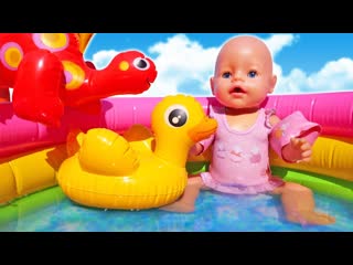 Кукла АНАБЕЛЬ Беби Бон в Бассейне с надувными Игрушками! - Весёлые игры одевалки. Мультики для детей