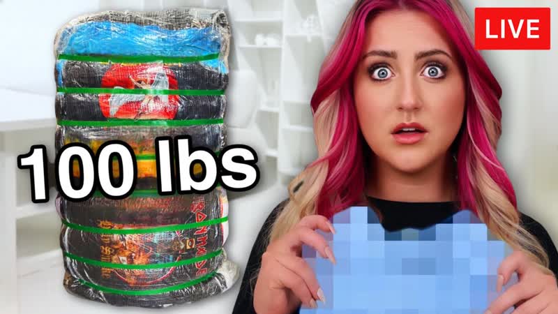 Opening a 100 lb MYSTERY Bale of Clothes LIVE