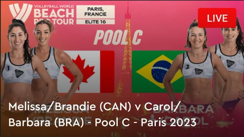 Melissa, Brandie can vs Carol, Barbara bra pool c Paris