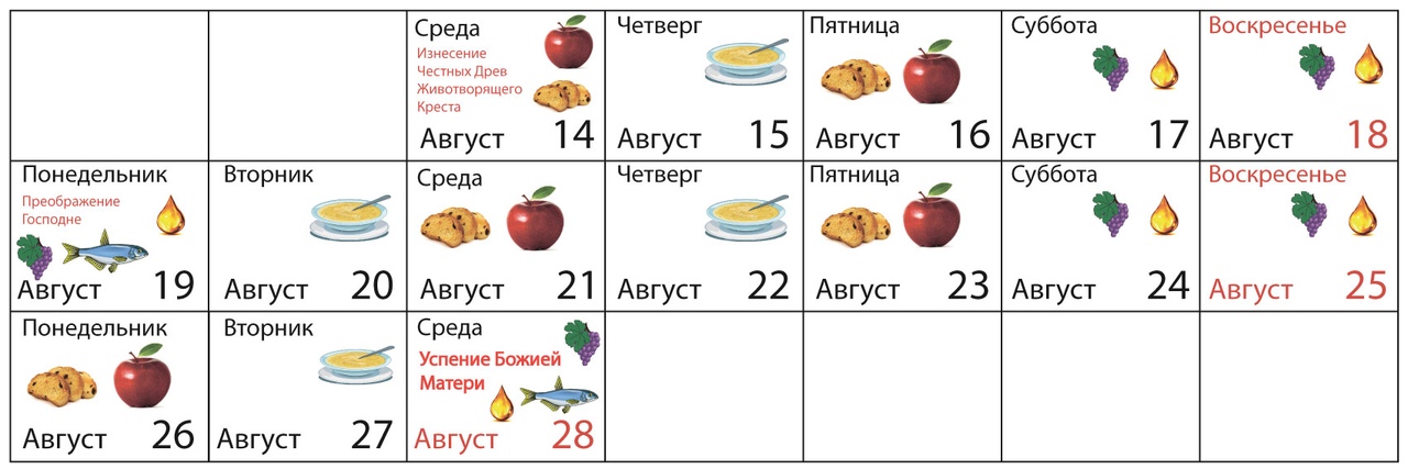 Питание в Успенский пост 2019