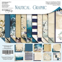 Набор двусторонней бумаги 20х20см от Scrapmir Nautical Graphic 11шт 190 р В наличии 1 шт