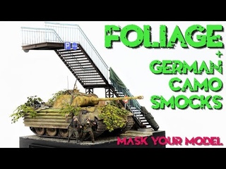 Super realistic foliage and painting the German camo smocks in camo colors using acrylics in 1/35