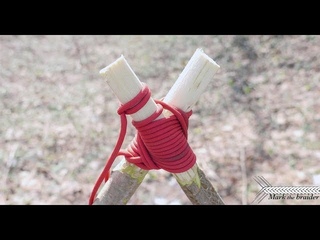 Скрепить верёвкой 2 палки. Shear leg lashing