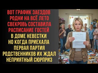 Вот график заездов родни на всё лето Свекровь составила расписание гостей в доме невестки Но когда