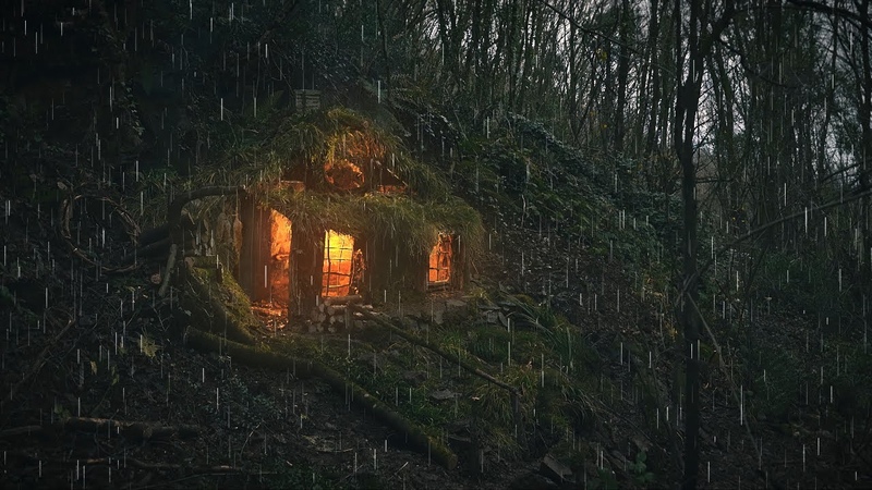 Witches Cabin in a Haunted Forest Ambience Rain ASMR Halloween Creepy Horror Sounds for