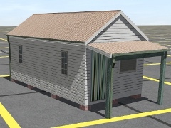 shop 2, small, weatherboard, door left, 7x3.5m
