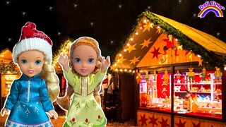 Christmas Train! Elsa & Anna Toddler Dolls - Christmas market -  Annie gets lost  - Santa Letter