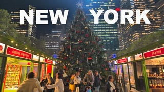 NYC Christmas Market 4K NYC Night Walk Christmas ✨ Bryant Park Christmas Tree 2023 to Times Square ✨